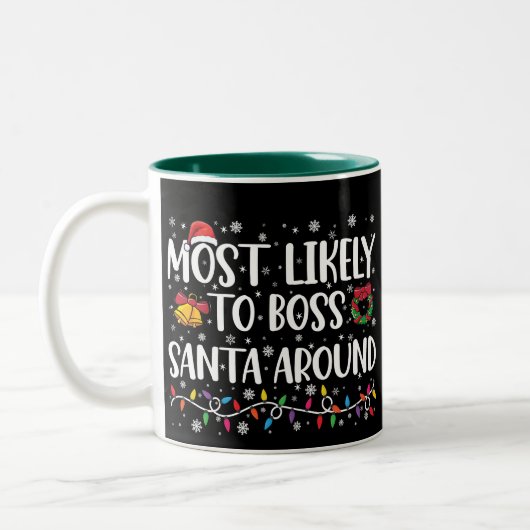 サンタをこき使うおもしろクリスマス ツートーンマグカップ (左)
