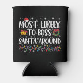 サンタをこき使うクリスマスのジョークTシャツ 缶クーラー (正面)