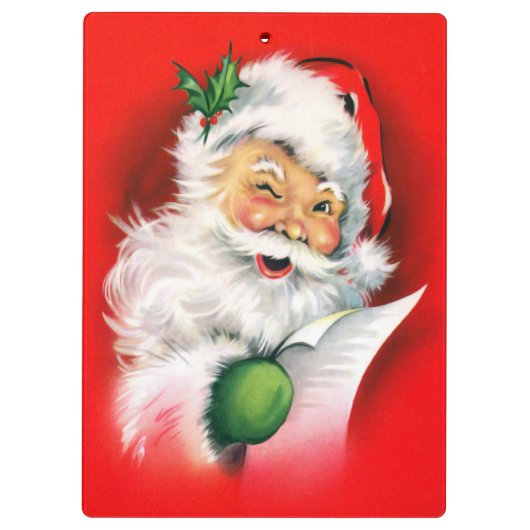 サンタをまばたきさせるヴィンテージのクリスマス クリップボード (裏面)