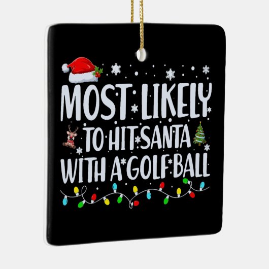 サンタをゴルフボールで打つ可能性が最も高おもしろいい セラミックオーナメント (右)