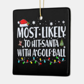 サンタをゴルフボールで打つ可能性が最も高おもしろいい セラミックオーナメント (左)