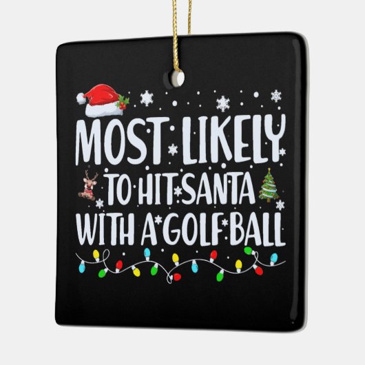 サンタをゴルフボールで打つ可能性が最も高おもしろいい セラミックオーナメント (左)
