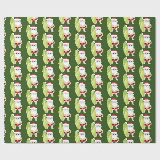 サンタをサーフするお祝いのクリスマスはパーティーの覆いをタイルを張りました ラッピングペーパー (フラット)