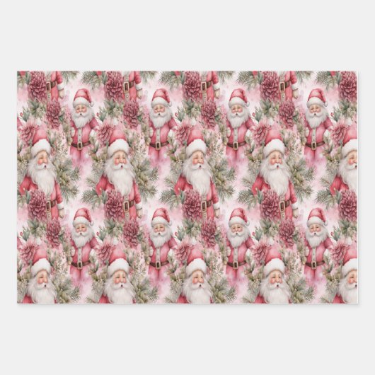 サンタをテーマにしたクリスマスラッピング紙 ラッピングペーパーシート (正面)