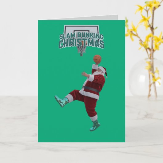 サンタをバタンと叩く カード (黄色い花)