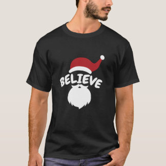サンタを信じて可愛いクリスマス Tシャツ