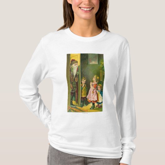 サンタを受信している楽しいクリスマスの子供 Tシャツ (正面)