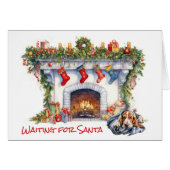 サンタを待っているバセット・ハウンド・ドッグ (正面横)