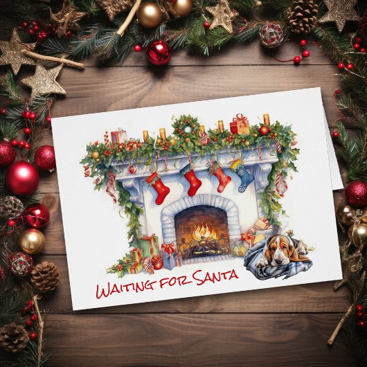 サンタを待っているバセット・ハウンド・ドッグ
