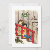 サンタを待っているヴィンテージのクリスマスの子供たち シーズンカード (正面)