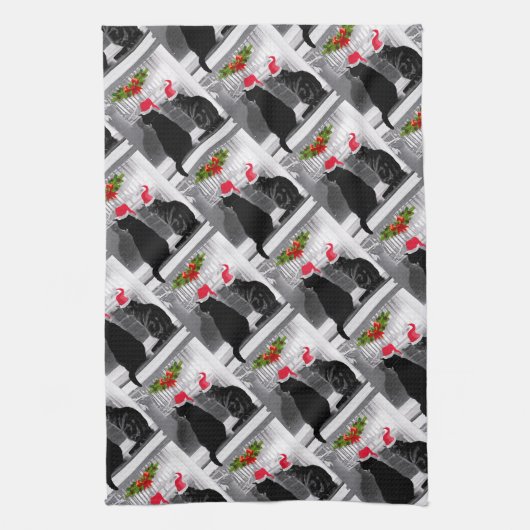 サンタを待っている キッチンタオル (縦)