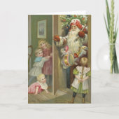 サンタを待っている | ヴィンテージクリスマス カード (正面)