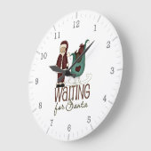 サンタを待つ – そりとサンタ ラージ壁時計 (傾斜)