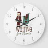 サンタを待つ – そりとサンタ ラージ壁時計 (正面)