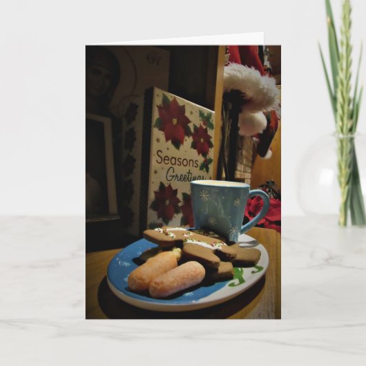 「サンタを待つ...」 クリスマスカード カード (正面)