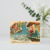 サンタを待つ – ヴィンテージビクトリアンクリスマス シーズンポストカード (スタンド正面)