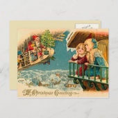 サンタを待つ – ヴィンテージビクトリアンクリスマス シーズンポストカード (正面/裏面)