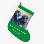 サンタを探しているサル ラージクリスマスストッキング (正面 (吊り時))