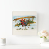 サンタを探しているヴィンテージクリスマスの子供たち スクエア壁時計 (ホーム)