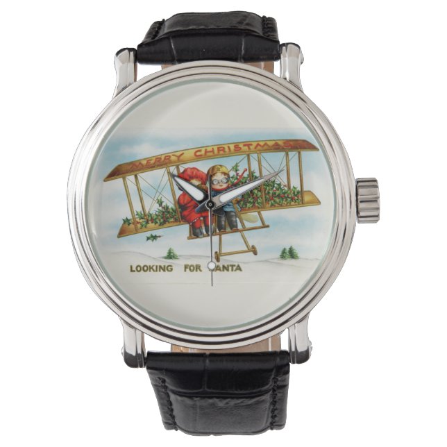 サンタを探しているヴィンテージクリスマスの子供たち 腕時計 (正面)