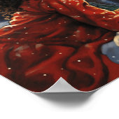 サンタを求めて夜空を眺める黒人女性 ポスター (角)