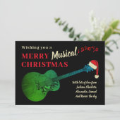 サンタを着たクリスマスアコースティックギター シーズンカード (スタンド正面)