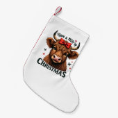 サンタを着たモローリー・クリスマスかわいい牛 スモールクリスマスストッキング (正面 (吊り時))