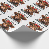 サンタを着たモローリー・クリスマスかわいい牛 ラッピングペーパー (角)