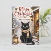 サンタを見つけられなかった面白い黒猫のクリスマスカード シーズンカード (スタンド正面)