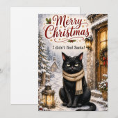 サンタを見つけられなかった面白い黒猫のクリスマスカード シーズンカード (正面/裏面)