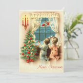 サンタを見るヴィンテージのクリスマス シーズンカード (スタンド正面)