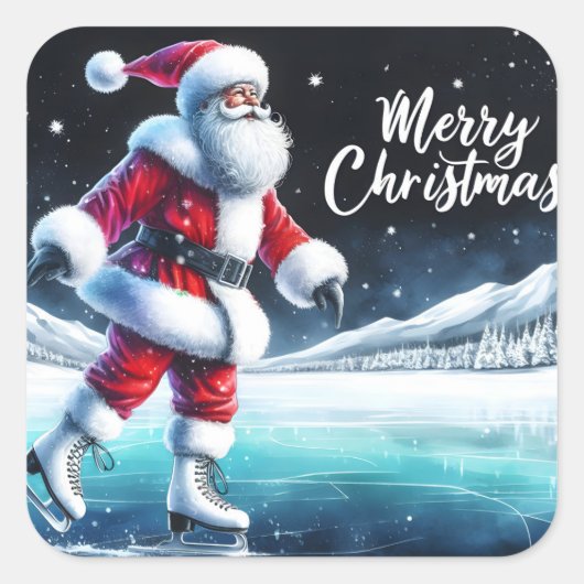サンタアイススケートで滑るアットウィンターフェスト スクエアシール (正面)