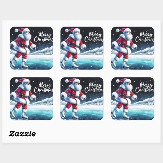 サンタアイススケートで滑るアットウィンターフェスト スクエアシール (シート)