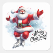サンタアイススケートで滑るインウィンターワンダーランド スクエアシール (正面)