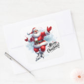 サンタアイススケートで滑るインウィンターワンダーランド スクエアシール (封筒)