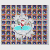 サンタアイススケートで滑るラッピング紙 ラッピングペーパー (フラット)