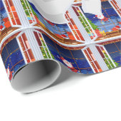 サンタアイススケートで滑るラッピング紙 ラッピングペーパー (ロールコーナー)