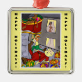サンタアクシデントメおもしろいタルオーナメント メタルオーナメント (正面)