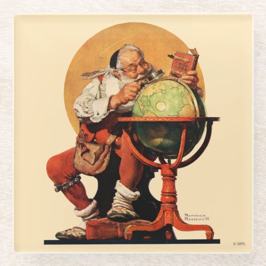 サンタアットザグローブ ガラスコースター (正面)