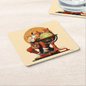 サンタアットザグローブ スクエアペーパーコースター (アングル)