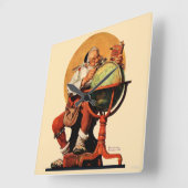 サンタアットザグローブ スクエア壁時計 (傾斜)