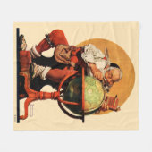 サンタアットザグローブ フリースブランケット (正面(横))