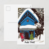 サンタアットシャレークリスマスエディット文字ホリデーカード シーズンポストカード (正面/裏面)