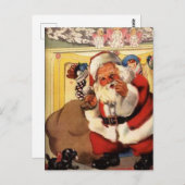 サンタアットフィアレスアンドパピーヴィンテージレトロ ポストカード (正面/裏面)