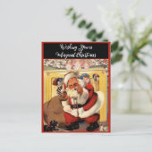 サンタアットフィアレスウィズパピーズヴィンテージレトロ シーズンポストカード (スタンド正面)