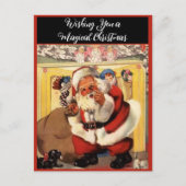 サンタアットフィアレスウィズパピーズヴィンテージレトロ シーズンポストカード (正面)