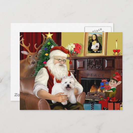 サンタアットホームウエストハイランドテリア5 シーズンポストカード (正面/裏面)