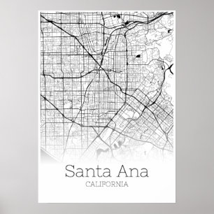 サンタアナの地図 – カリフォルニア州 – 市内地図ポスター ポスター
