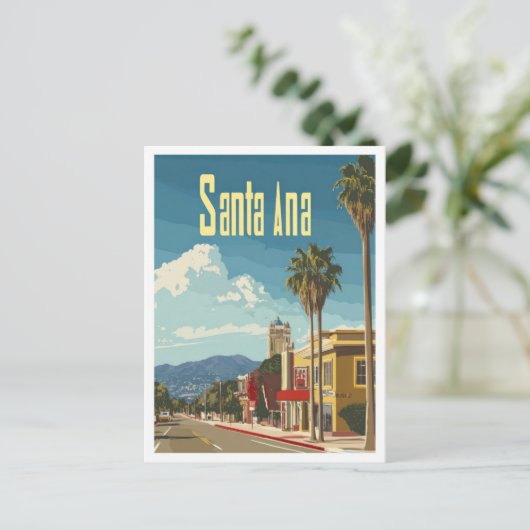 サンタアナカリフォルニアヴィンテージトラベルイラストレーション ポストカード (スタンド正面)
