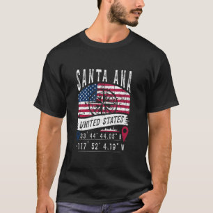 サンタアナ統一された州旗GPS座標サンタ Tシャツ